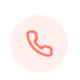 Phone icon with a red outline on a light pink background